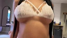 Backstage sex with hot busty latina lingerie model - vertical pov fuck!