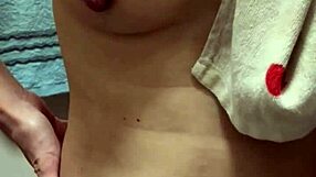 beautiful busty married woman nude before filming, nipples washed clean