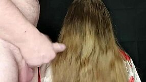 I came on my stepmom's long hair, and she didn't mind.