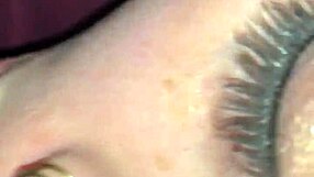 in this pov scene, the teen gives a sloppy blowjob closeup