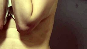 beautiful busty married woman nude before filming, nipples washed clean