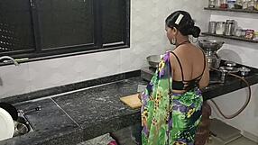 Indian couple intensely fucks in the kitchen