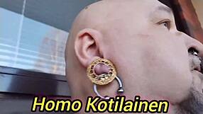 homo kotilainen takes big black dildo in horny ass