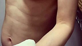 beautiful busty married woman nude before filming, nipples washed clean