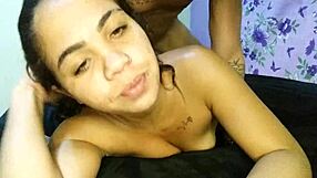 Teen latina teases her shaved pussy for sucking