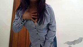 Secretary Excited in Office Touches Herself While Waiting for Clients