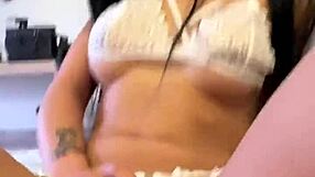 Backstage sex with hot busty latina lingerie model - vertical pov fuck!