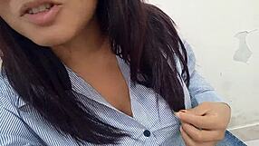 Secretary Excited in Office Touches Herself While Waiting for Clients