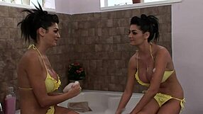 big-titted twins kat and kit lee soap up horny john fuck and eat his load