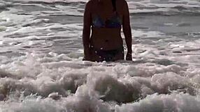 58 years old latina stepmom enjoys first time beach outing with stepson mutual handjobs and cumshots