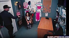 Perverted Principal Tricks To Fuck Sexy Shoplifter As Security Guard