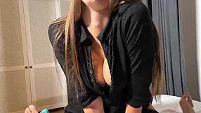 Sloppy deepthroat footjob and rimming follow public flashing and risky elevator blowjob.