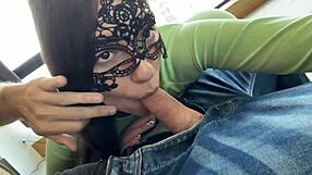 Crazy Public Threesome Followed By Backstage Blowjob