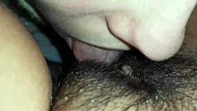lesbian hairy pussy eating close up 😍