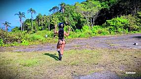 Incredible sex biker girl goes crazy with lust on the beach