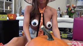 Hey, abigail mac's halloween solo shows her big tits and masturbation