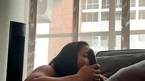 My stepfather's huge cock enters my tight little mouth in amateur couple scene