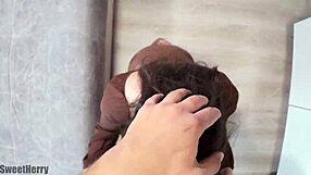 Curvy housewife roleplays taboo quickie with friend in skirt