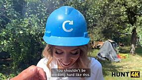 I fucked the old hunter for my salary in public