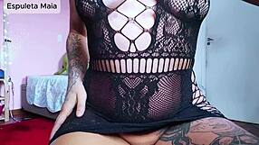 this hot brunette guides you through a solo jerk off with dirty talk and feet