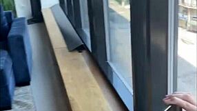 Crazy Public Threesome Followed By Backstage Blowjob