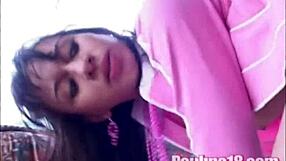 Paulina 18 Rubs Her Tits Before Getting Fucked Hard by Big Black Cock