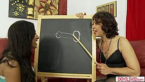 Stepdaughter and stepmom suck one cock with ball licking and deepthroat