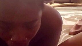 Feeling intense pleasure as I wake this big black cock with my mouth.