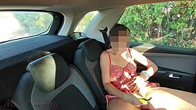 French dogging - my stepdaughter shaves her pussy in the car and gets caught by voyeur - real risky sex - part1.