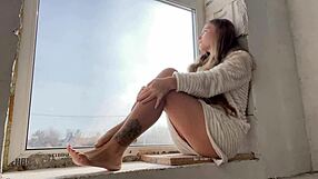 Public Masturbation by the Window Seducing Passers-By