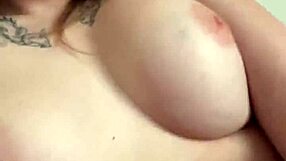 Magnificent hotty with long legs and tantalizing tats captivates with thumbs