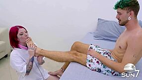 can you believe this green-haired bastard invading that tattooed babe's pussy with his giant dick?