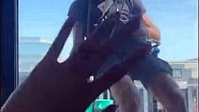 Crazy Public Threesome Followed By Backstage Blowjob