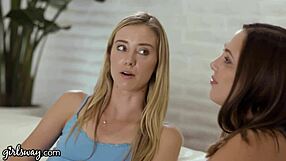 Haley reed shares bath with stacked roommate, licking her pussy ecologically