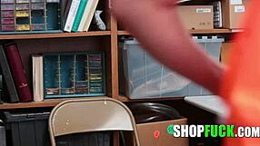 Pervert teen 18+ girl fucked for stealing panties in shop.