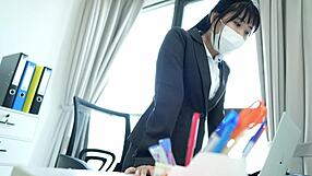 office female manager tries to seduce her staff in office