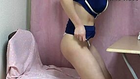 The flight attendant's big butt and lower half of the body are prominently displayed in this webcam view.