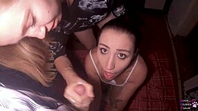 horny couple fucked my mouth and covered my face with a lots of cum