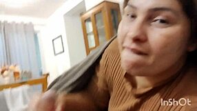 redhead sucks cock on sofa gets pussy filled with cum