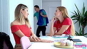 hot horny blondes ivi rein and rebecca volpetti seduce stepbro into intense threesome