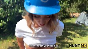 I fucked the old hunter for my salary in public