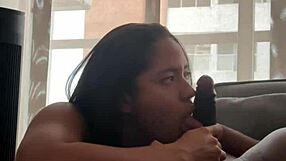 My stepfather's huge cock enters my tight little mouth in amateur couple scene