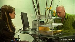 brunette babe bends over for agent motivation