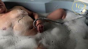 Chubby lexie grants is having a relaxing time in the bathroom