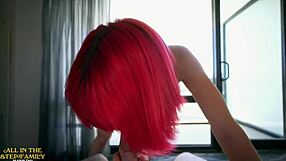 Step sister records blowjob for boyfriend in taboo roleplay.