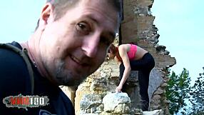 Petite babe relaxes with outdoor activity after running