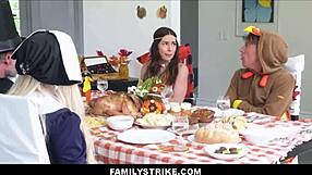 Hot Family Thanksgiving Dinner Turns Into Group Sex With Stepmom, Stepson, Stepdaughter, And Stepdad