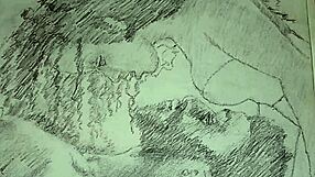 Artistic Sketch Depicting Foreplay In Lingerie.