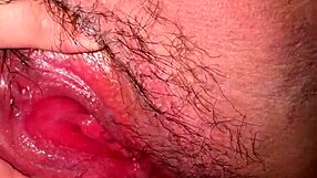 The bbw milf neighbor's red pussy is wet, dripping, hairy, sexy, muscular during the fucking