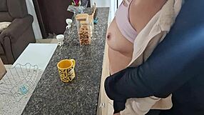 Stepdaughter Surprised During Breakfast, Gets Pussy Licked!